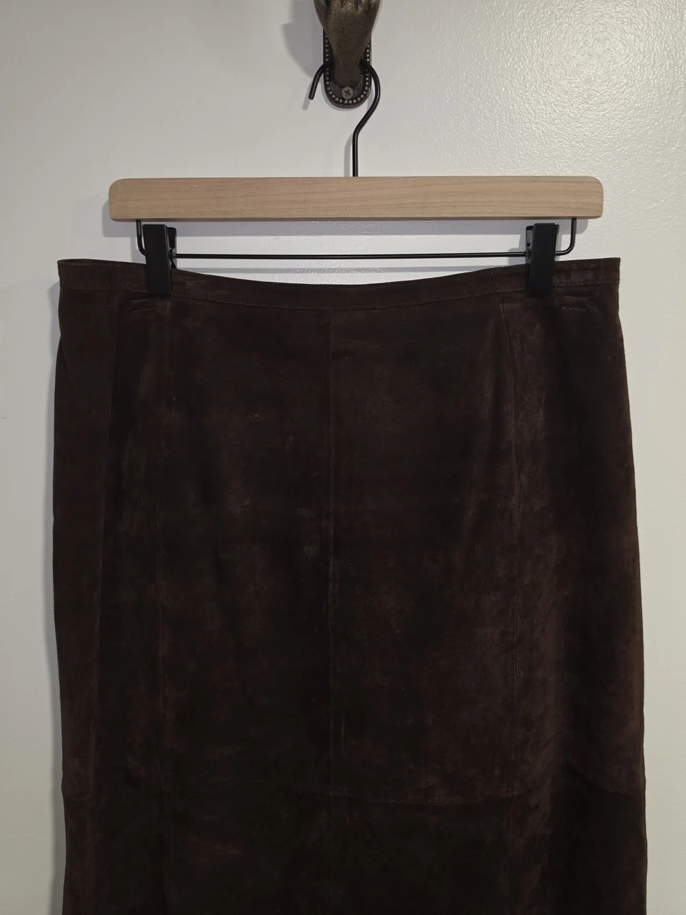 Roth LeCover California Vintage 100% Brown Leather Midi Skirt Women's Size 10